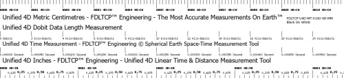 Unified 4D Space-Time Measurement Tool - 0100 4D-MM / 0004 4D-IN - Black On White - Plastic
