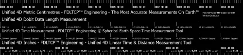 Unified 4D Space-Time Measurement Tool - 0100 4D-MM / 0004 4D-IN - White On Black - Plastic