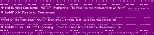 Unified 4D Space-Time Measurement Tool - 0100 4D-MM / 0004 4D-IN - White On Purple - Plastic